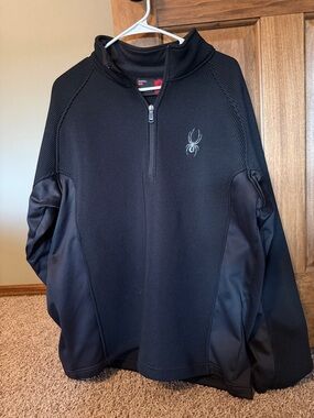 Spyder Black Half-Zip Pullover with Spider Logo